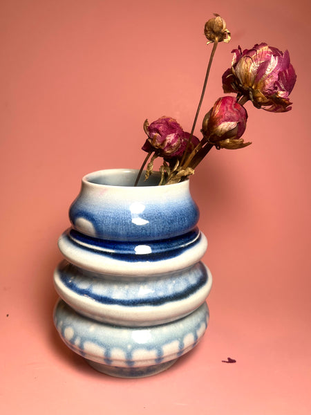 Vase: Tiered Blue Soda