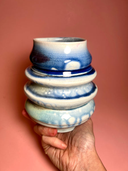 Vase: Tiered Blue Soda