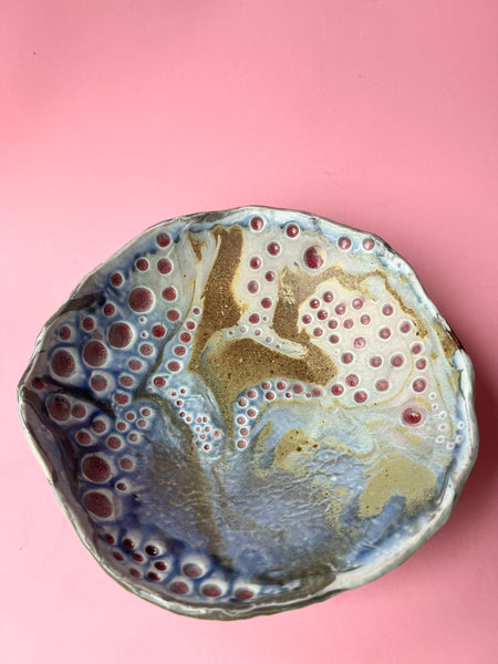 Bowl: Large Legged Dotted Marbled Soda Creature