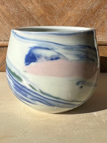 Cup: Marbled Clear 3.25"h