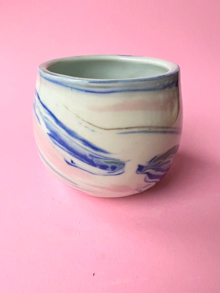 Cup: Marbled Clear 3.25"h